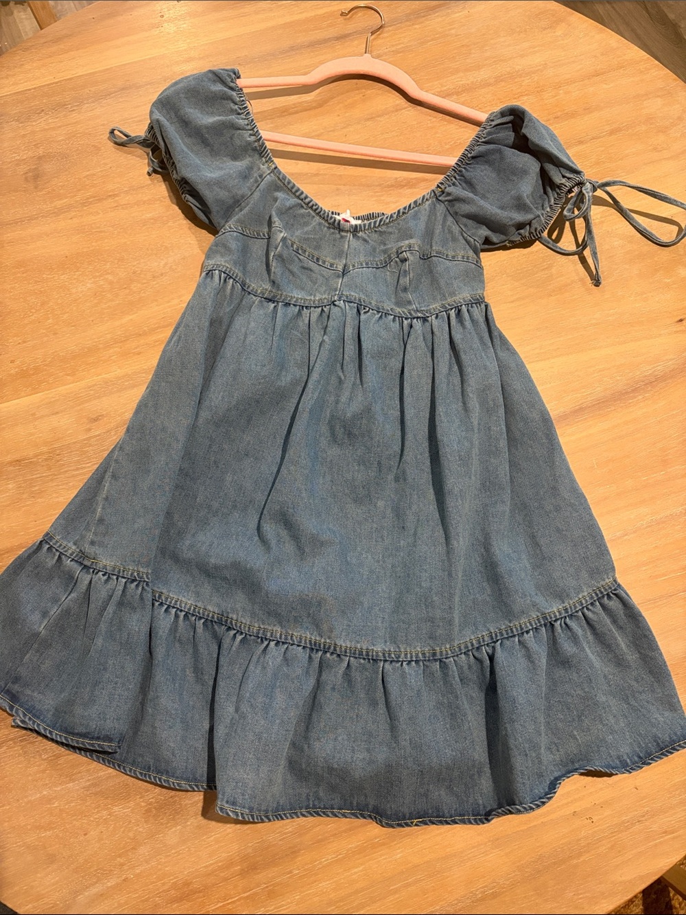 Denim Puff-Sleeve Dress - Blue